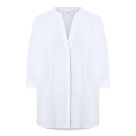 Sea Level white cotton cover up with V-neckline, three-quarter sleeves and relaxed fit