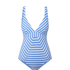 Amour Striped Scoop Back Swimsuit