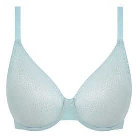 Wacoal Back Appeal Underwired Bra in light blue, dot jacquard fabric with sheen, adjustable straps, smooth supportive cups