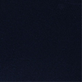 Maje womenswear fabric swatch in deep navy blue, showing fine twill weave texture and smooth finish.