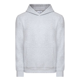Arne Essential Solid Hoodie in Marl Grey with fixed hood, kangaroo pocket, dropped shoulders, and ribbed trims