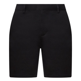 Arne Tailored Slim-Leg Chino Shorts in black, mid-rise with fixed waistband, concealed zip fly and slim-leg silhouette
