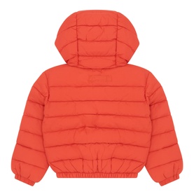 Gant children's Maple Fire padded hooded jacket, rear view, elasticated hem and cuffs, quilted polyester construction