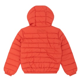 Gant children's Maple Fire quilted hooded puffer jacket, back view, elasticated hem and cuffs, 100% polyester