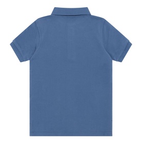 Gant Shield Piqu&eacute; Polo Shirt in Salty Sea blue, back view, short sleeves, classic collar, straight hemline, 100% cotton piqu&eacute;