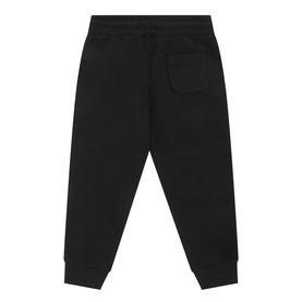 Gant Shield Sweat Pants in black, children's joggers showing rear pocket, ribbed cuffs and elasticated waistband, cotton-blend fleece