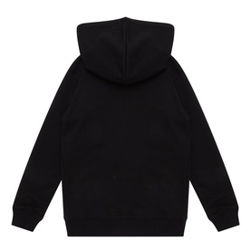 Gant Shield Zip Hoodie in black, back view, fixed hood, ribbed trims, 100% cotton children's sweatshirt