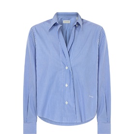 Logo Striped Cropped Shirt