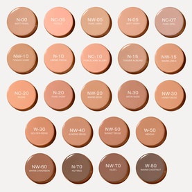 La Prairie Skin Caviar Concealer Foundation SPF 30 shade range swatch grid showing 24 shades from fair to deep