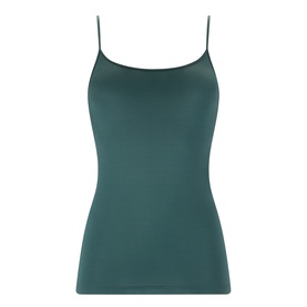 Mey camisole top in Mystic Jade, thin adjustable straps, smooth stretch fabric, slim fit silhouette