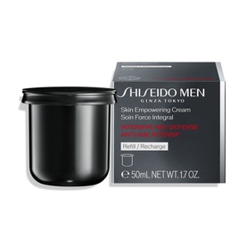 Shiseido Men Skin Empowering Cream Refill Intensive Age-Defense 50ml, black refill pot shown alongside outer packaging box