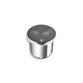 Shiseido Total Revitalizer Cream Refill for men, compact chrome pot with dark grey lid featuring engraved icons