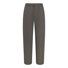 Skims dark brown loungewear bottoms with elasticated drawstring waistband and relaxed straight-leg fit