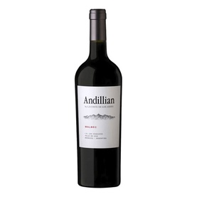 Chateau La Coste Andillian Malbec 75cl red wine bottle with mountain illustration on label, dark glass with black capsule.