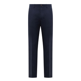 Boggi Milano Garment-Dyed Trousers in navy, tailored fit with stitched front pockets, zip fly and button fastening