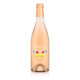 Chateau La Coste Madame B 2025 75cl ros&eacute; wine bottle with colourful butterfly illustration on pale pink glass