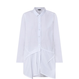 Pinstriped Asymmetric Peplum Shirt