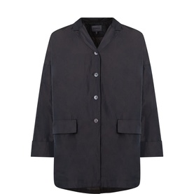 Oska jacket in Choco, button-front fastening, notched collar, flap pockets and cuffed sleeves, 100% polyester