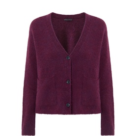 Oska amethyst alpaca-blend cardigan jacket with V-neck, button front and dual patch pockets