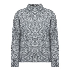 Oska Chunky-Knit Sweater in black, mock neckline, dropped shoulders, long sleeves, textured chunky-knit construction