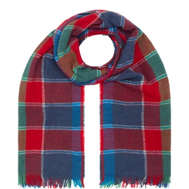 Check Print Frayed Edge Scarf