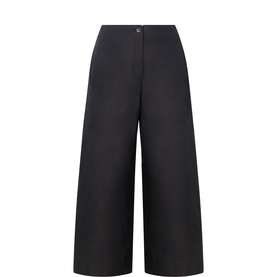 Oska wide-leg culottes in Choco, featuring a high waist, single button fastening and cropped length in plain woven fabric