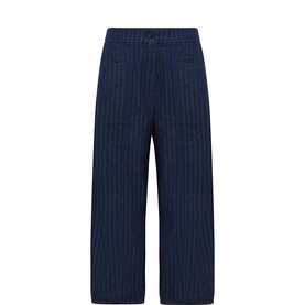 Striped Cropped Wide Leg Trousers