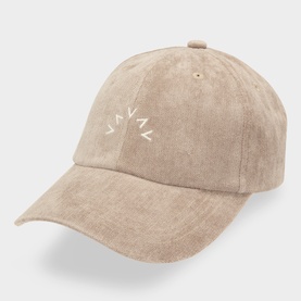 Varley Smoke Stone baseball cap with embroidered logo detail, structured crown and curved brim, corduroy texture