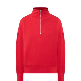 Varley Red Marl sweat top with half-zip neckline, ribbed cuffs and hem, relaxed fit