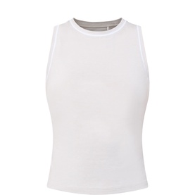 Varley sleeveless crop top in Pebble Marl, ribbed fabric, crew neck, fitted silhouette