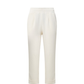 Varley Sweat Bottom in Pristine, cropped tapered trousers with elasticated waistband, pleated front, and turn-up cuffs