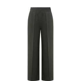 Varley Olive Marl wide-leg trousers with front seam detail and elasticated waist, in a soft viscose blend fabric