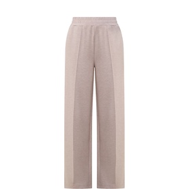 Varley Taupe Marl wide-leg knitted trousers with elasticated waistband and front seam detail