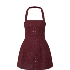 Nevelle Boucle Halter Mini Dress