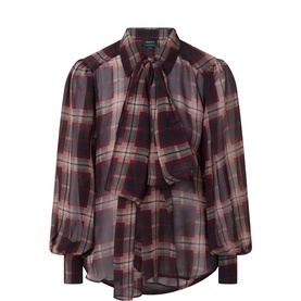 Cecile Check Tie Scarf Blouse