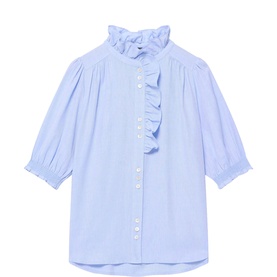 Chambray Ruffle Blouse