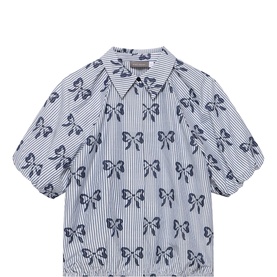 Jacquard Bow Striped Shirt