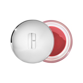 Clinique Daily Calm&trade; Lip and Cheek Color in Tender Heart, open pot showing sheer coral-pink balm with silver mirrored lid