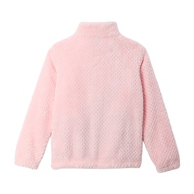 Columbia children's jacket in Satin Pink, textured fleece fabric, half-zip neckline, back view