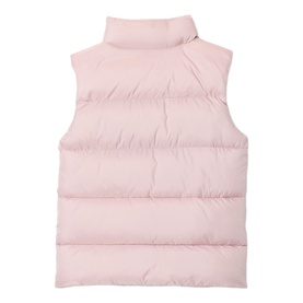 Columbia children's gilet in Mineral Pink, sleeveless puffer style with high collar and quilted panels, back view