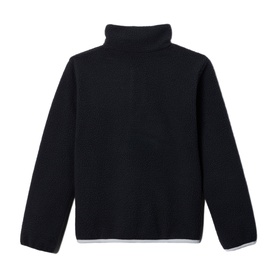 Columbia children's black fleece jacket, back view, funnel neck, grey contrast hem trim