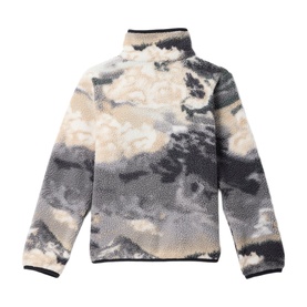 Columbia children's jacket in Shark Dreaming print, cloud and grey tie-dye fleece with half-zip funnel neck