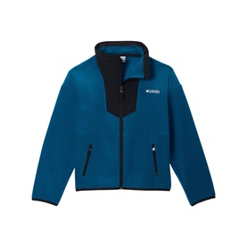 Columbia children's jacket in Phoenix Blue and Black, zip-through fleece with contrast panels and zip pockets