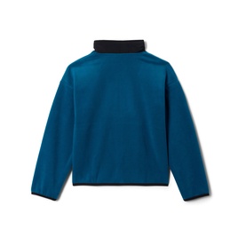 Columbia children's jacket in Phoenix Blue and Black, rear view, fleece fabric with contrast black collar and trim