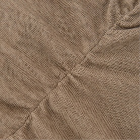 Reiss womenswear fabric close-up in dark neutral, showing textured woven material with gathered detail.