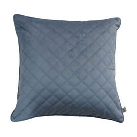 Fever + Hue Velvet Quilted Cushion in Gentle Blue with diamond stitch pattern and piped edge, 100% polyester with duck feather fill
