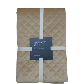 Fever + Hue Velvet Quilted Throw in caramel, folded to show diamond quilted texture, 100% polyester