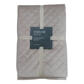 Fervor + Hue Velvet Quilted Throw in Mocha, folded to show diamond quilted texture and soft velvet finish.