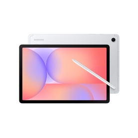 Samsung Galaxy Tab S10 Lite WiFi 128GB in Silver, shown front and back with S Pen stylus, featuring a pink and purple gradient display