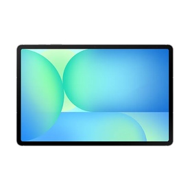 Samsung Galaxy Tab S10FE+ WiFi 128GB Grey tablet, front view showing large display with blue and green abstract wallpaper